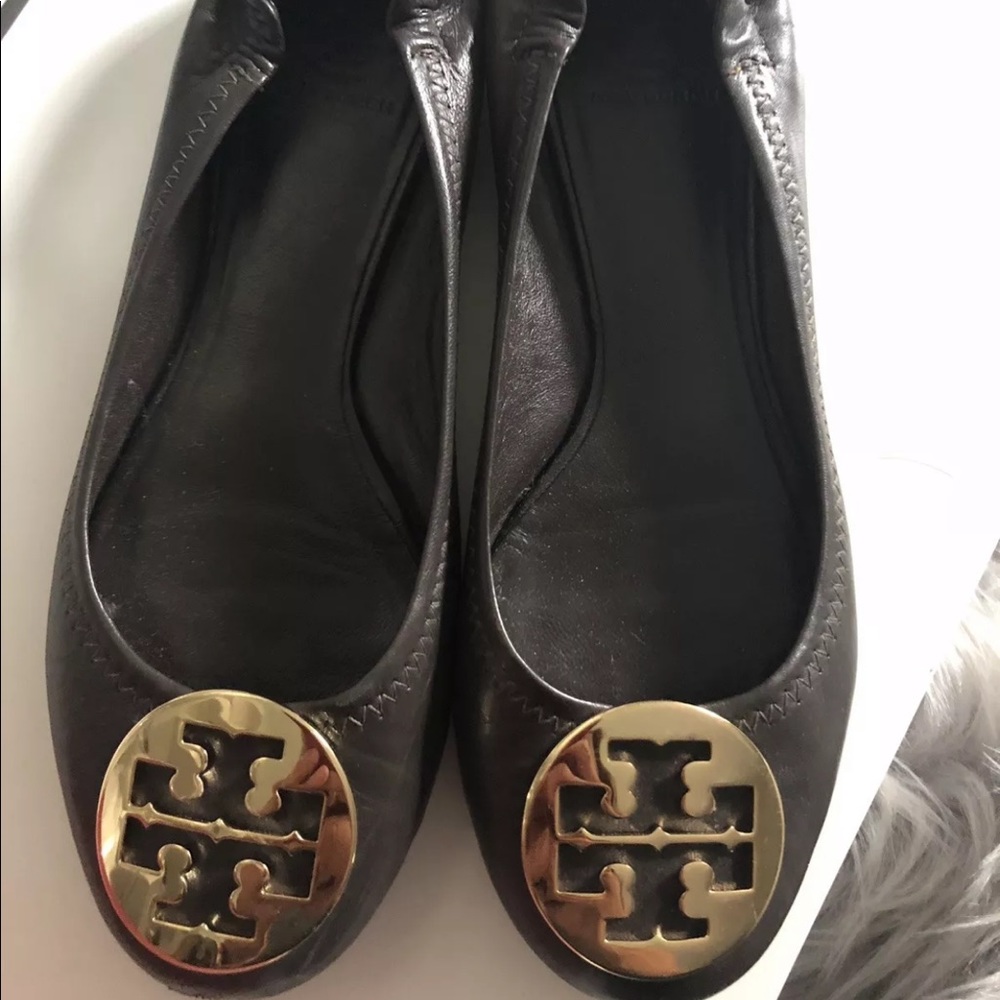 TORY BURCH SZ 8.5 brown soft flats leather